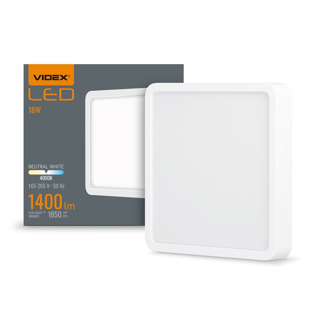 VIDEX VLE-DLSS-184 18 W Square Surface LED Downlight, 4000 K - White - official product image 2