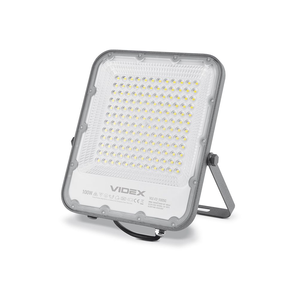 VIDEX DAVIS 100 W LED floodlight / LED-prožektor, 5000 K, gray / hall, VL-F2-1005G — product view / tootevaade