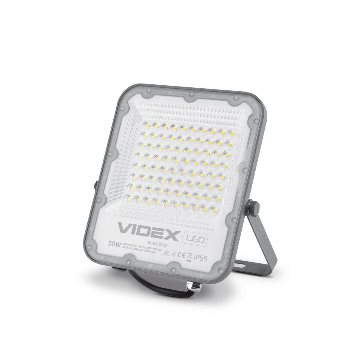 VIDEX DAVIS 50 W LED floodlight / LED-prožektor, 5000 K, gray / hall, VL-F2-505G — product view / tootevaade