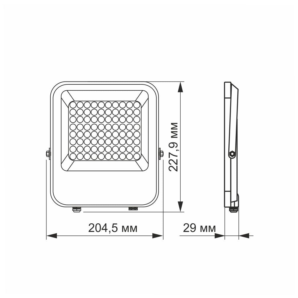 VIDEX DAVIS 50 W LED floodlight / LED-prožektor, 5000 K, gray / hall, VL-F2-505G — view / vaade 3