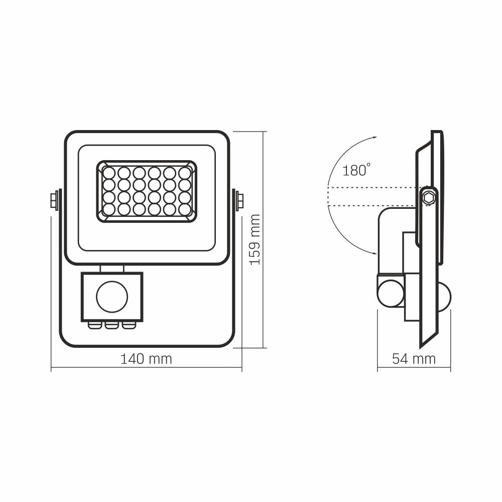 VIDEX LUCA 10 W LED floodlight / LED-prožektor, 5000 K, white / valge, VLE-F2e-105W-S — view / vaade 5