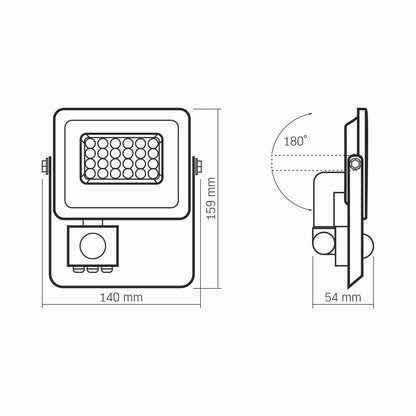 VIDEX LUCA 10 W LED floodlight / LED-prožektor, 5000 K, white / valge, VLE-F2e-105W-S — view / vaade 5