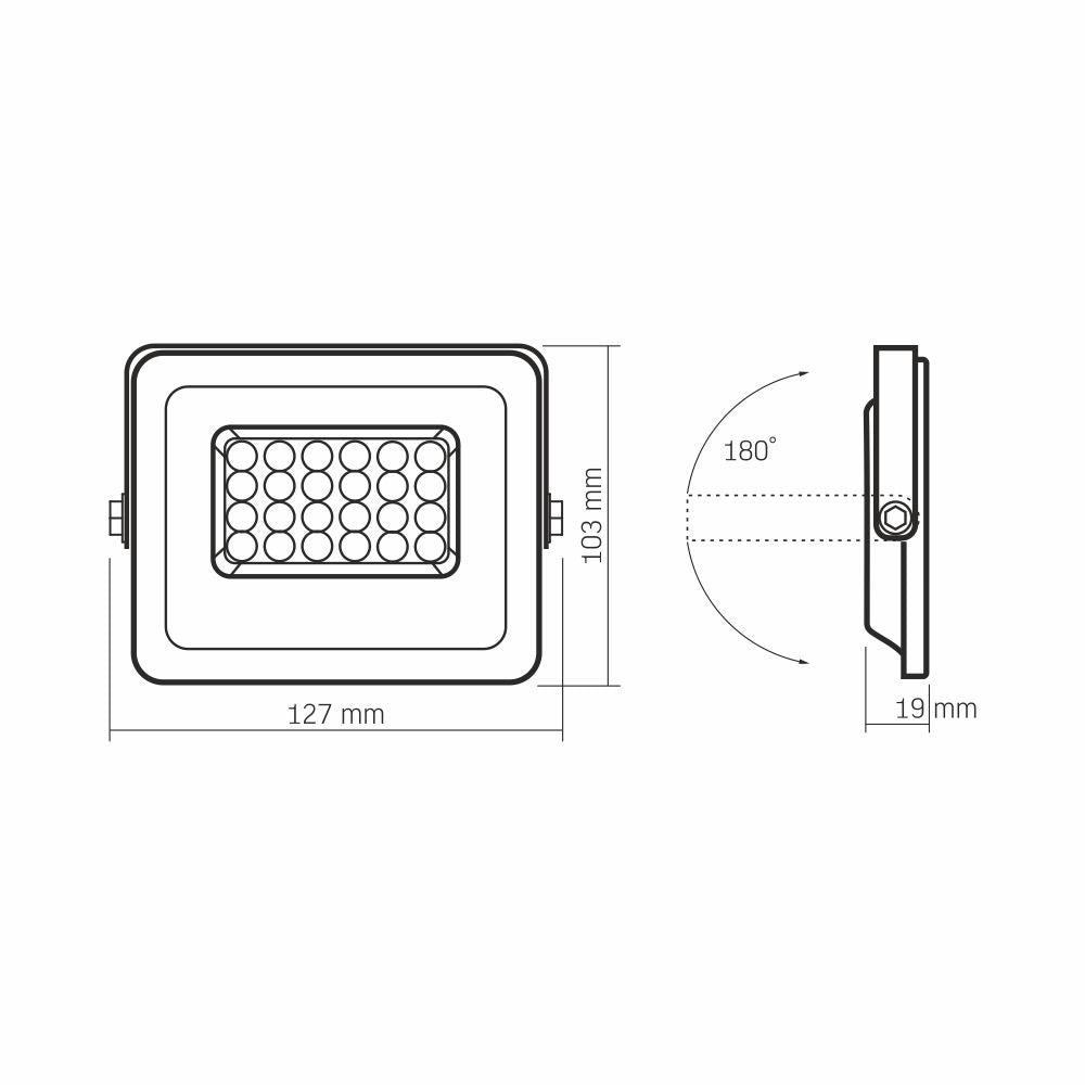 VIDEX LUCA 20 W LED floodlight / LED-prožektor, 5000 K, white / valge, VLE-F2e-205W — view / vaade 5