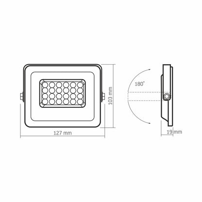 VIDEX LUCA 20 W LED floodlight / LED-prožektor, 5000 K, white / valge, VLE-F2e-205W — view / vaade 5