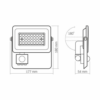 VIDEX LUCA 30 W LED floodlight / LED-prožektor, 5000 K, white / valge, VLE-F2e-305W-S — view / vaade 5