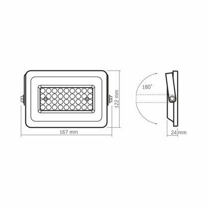 VIDEX LUCA 30 W LED floodlight / LED-prožektor, 5000 K, white / valge, VLE-F2e-305W — view / vaade 5