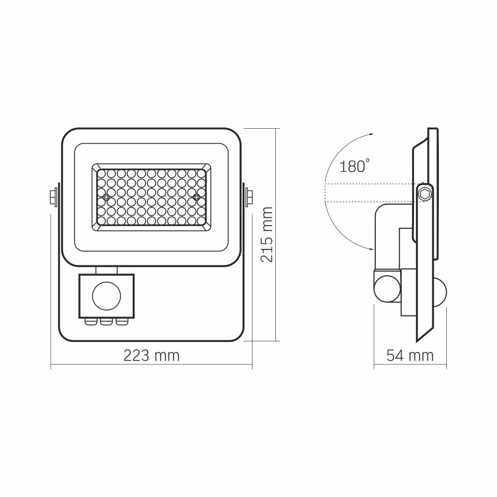 VIDEX LUCA 50 W LED floodlight / LED-prožektor, 5000 K, white / valge, VLE-F2e-505W-S — view / vaade 5