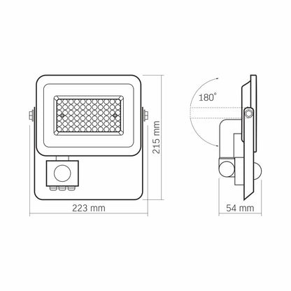 VIDEX LUCA 50 W LED floodlight / LED-prožektor, 5000 K, white / valge, VLE-F2e-505W-S — view / vaade 5