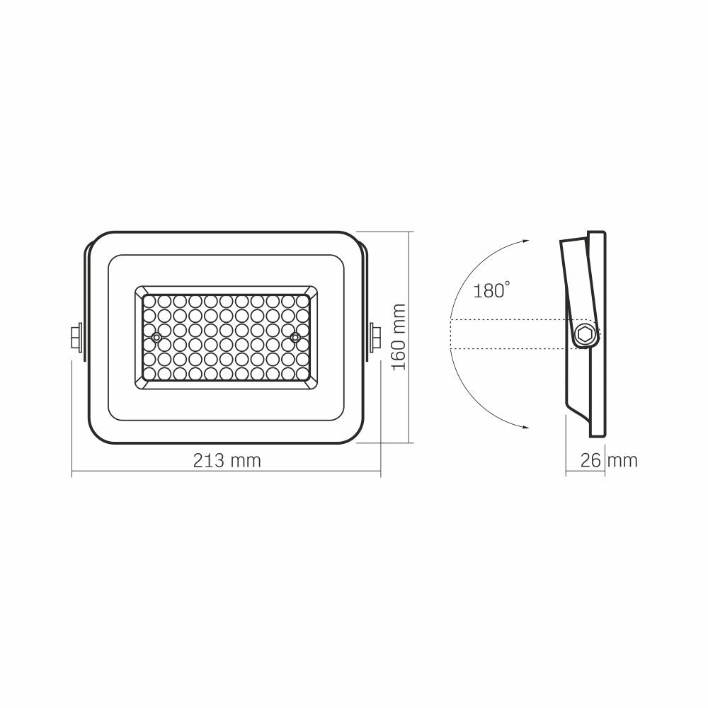 VIDEX LUCA 50 W LED floodlight / LED-prožektor, 5000 K, white / valge, VLE-F2e-505W — view / vaade 5