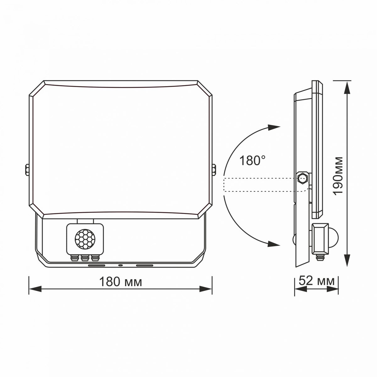 VIDEX F3 50 W LED floodlight / LED-prožektor, 5000 K, black / must, VLE-F3-0505B-S — view / vaade 5