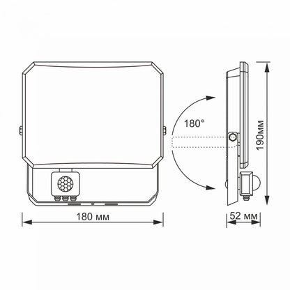 VIDEX F3 50 W LED floodlight / LED-prožektor, 5000 K, black / must, VLE-F3-0505B-S — view / vaade 5