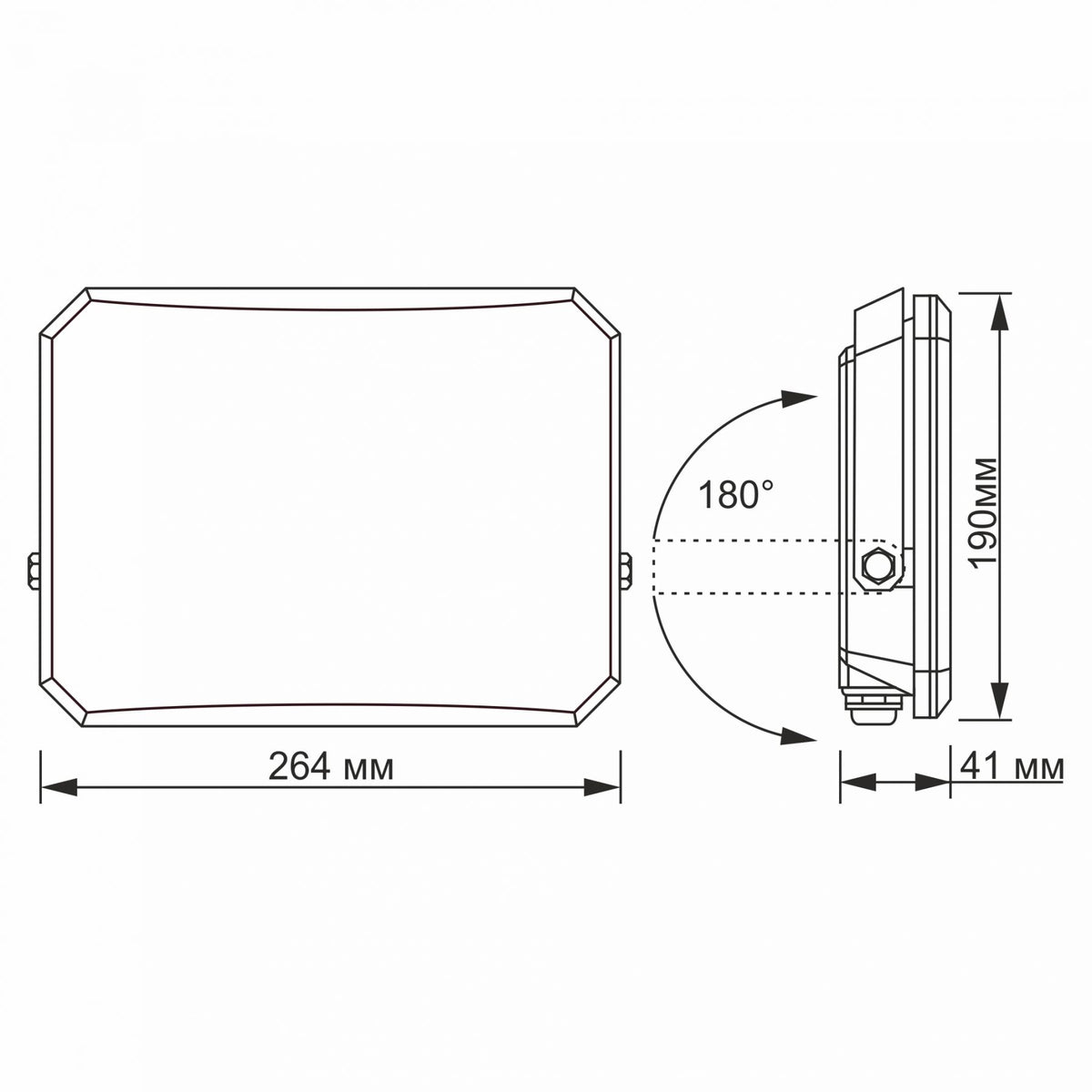 VIDEX F3 100 W LED floodlight / LED-prožektor, 5000 K, black / must, VLE-F3-1005B — view / vaade 5