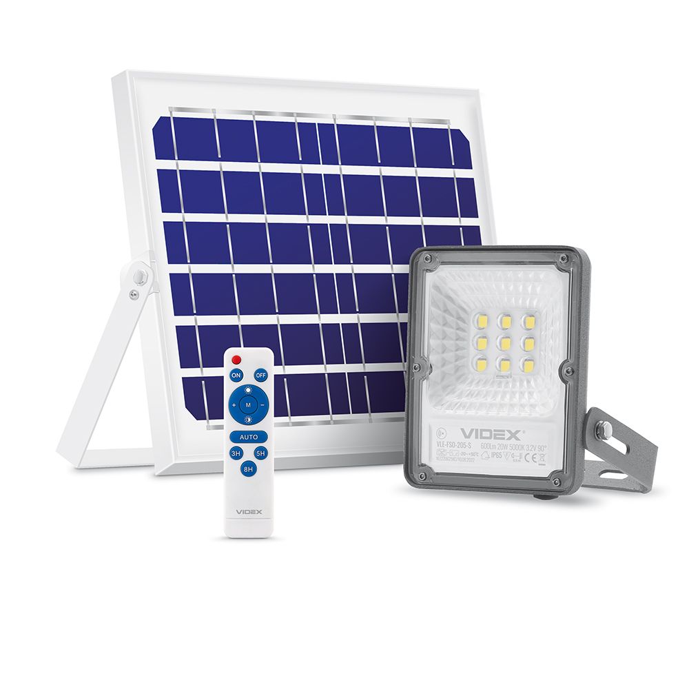Solar Floodlight VIDEX VLE-FSO-205-S with Motion Sensor, 600 lm, 5000 K - official VIDEX image 2