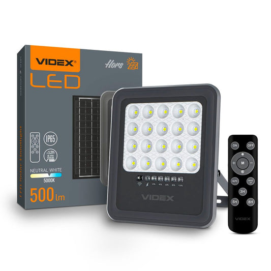 Solar Floodlight VIDEX VLE-FSO3-205, 500 lm, 5000 K - official VIDEX image 1
