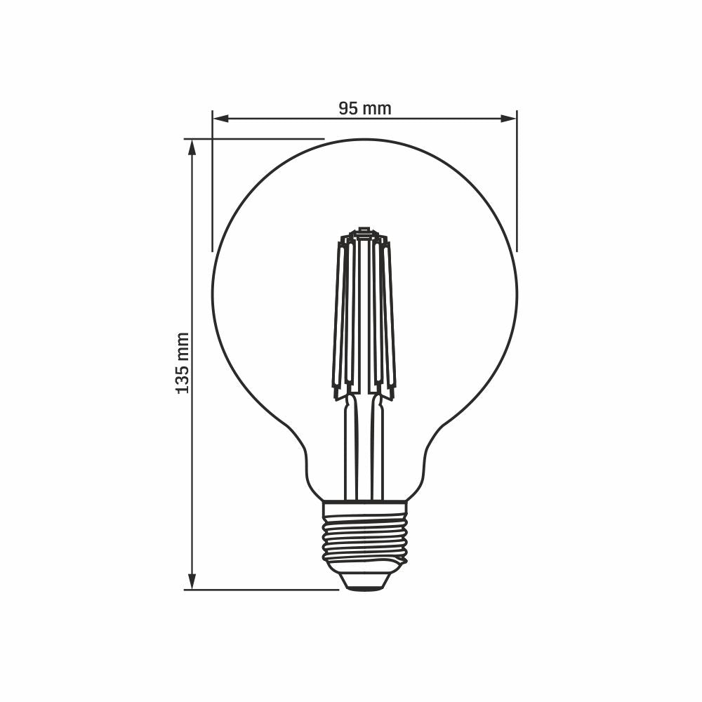 VIDEX G95 dimmable LED filament bulb 7 W E27, 2200 K – Amber glass – official product image 3