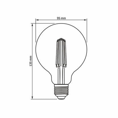 VIDEX G95 dimmable LED filament bulb 7 W E27, 2200 K – Amber glass – official product image 3