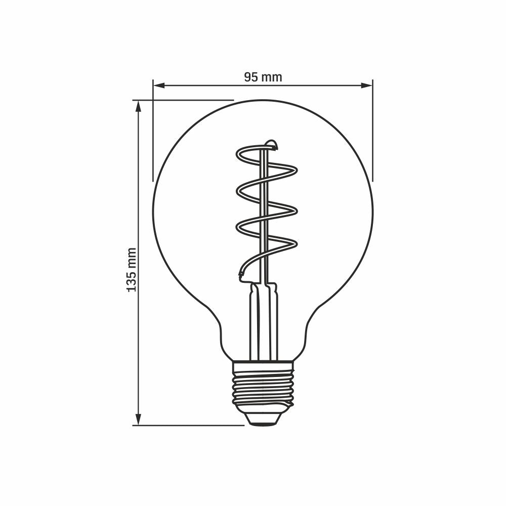 VIDEX G95 dimmable LED filament bulb 4 W E27, 2200 K – Amber glass – official product image 3