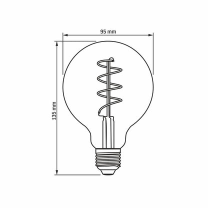 VIDEX G95 dimmable LED filament bulb 4 W E27, 2200 K – Amber glass – official product image 3
