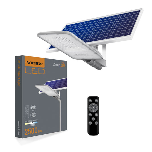 Solar Street Light VIDEX VLE-SLSO-305, 2500 lm, 5000 K - official VIDEX image 1