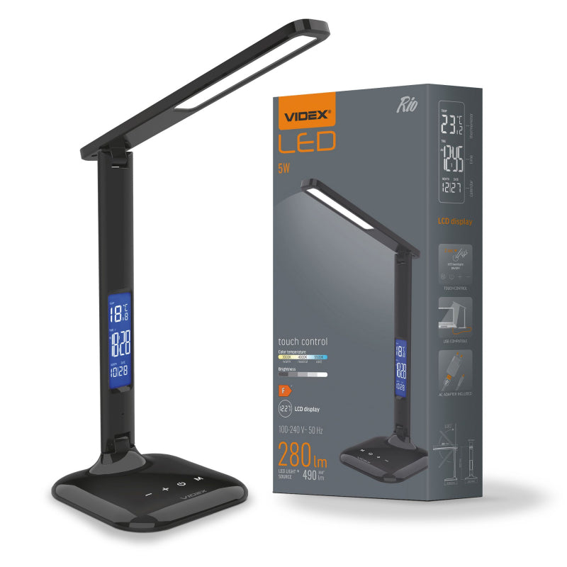 LED-laualamp hämardatav VIDEX-DESK-LAMP-RIO-BLACK