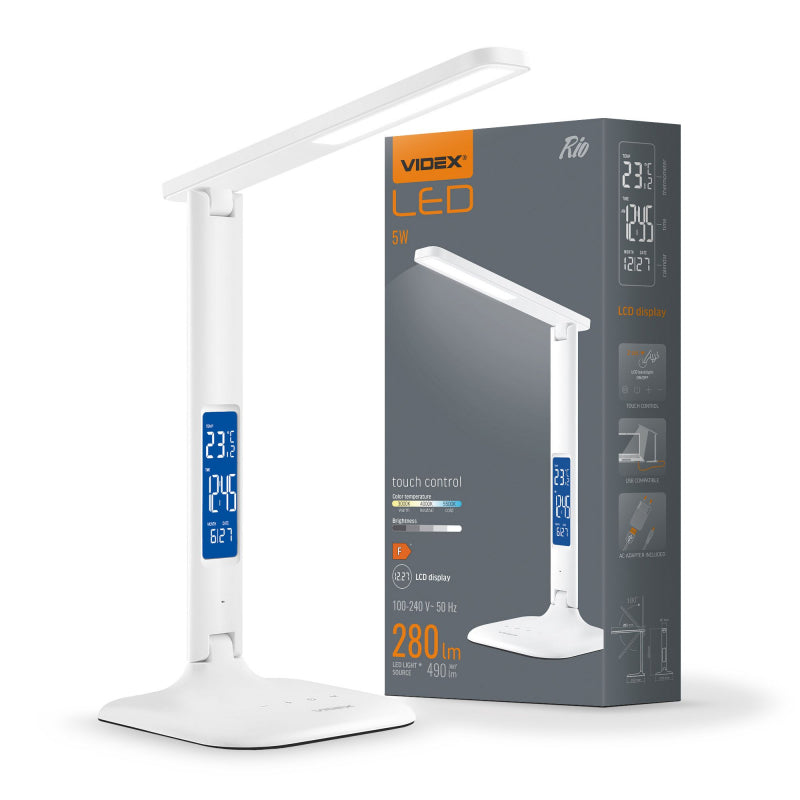 LED-laualamp hämardatav VIDEX-DESK-LAMP-RIO-WHITE