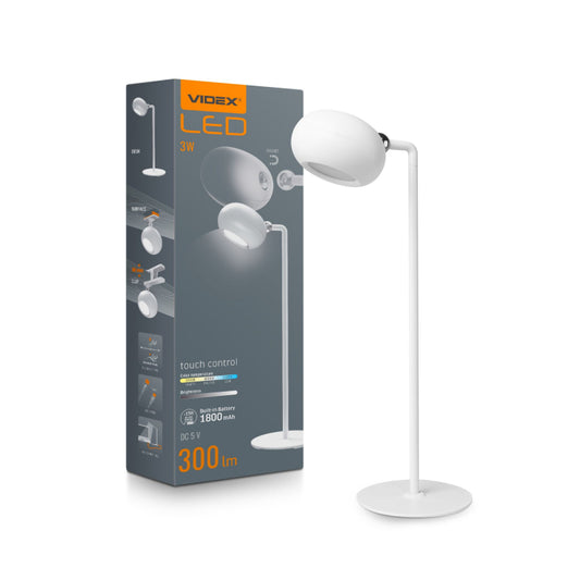 LED laetav laualamp VIDEX VLE-TF18W valge
