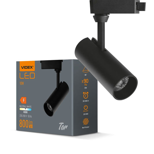 VIDEX TOR 10W black LED track light - official product image 1