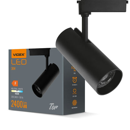 VIDEX TOR 30W black LED track light - official product image 1