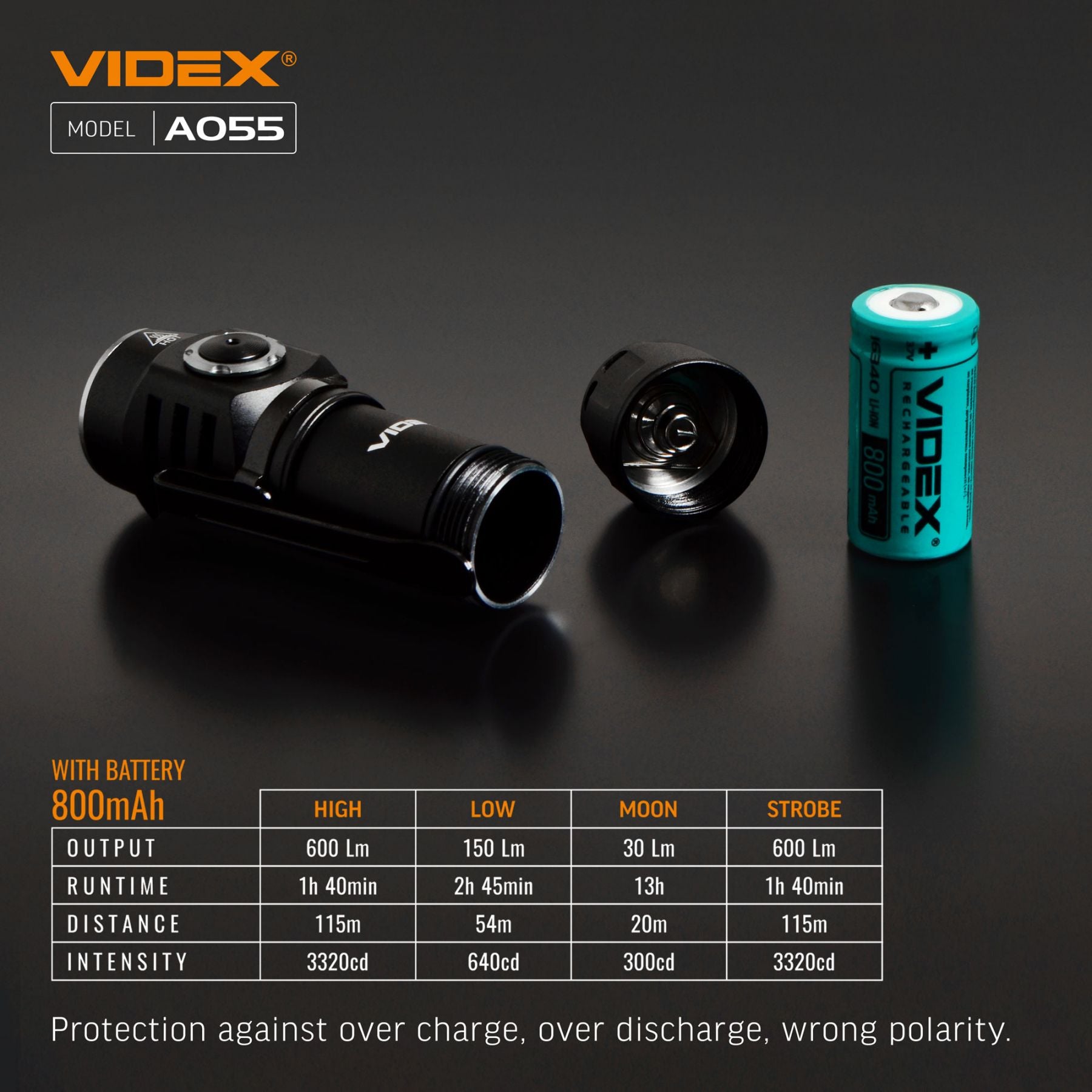 LED Portable Flashlight VIDEX VLF-A055 600 Lm 5700K – official image 22
