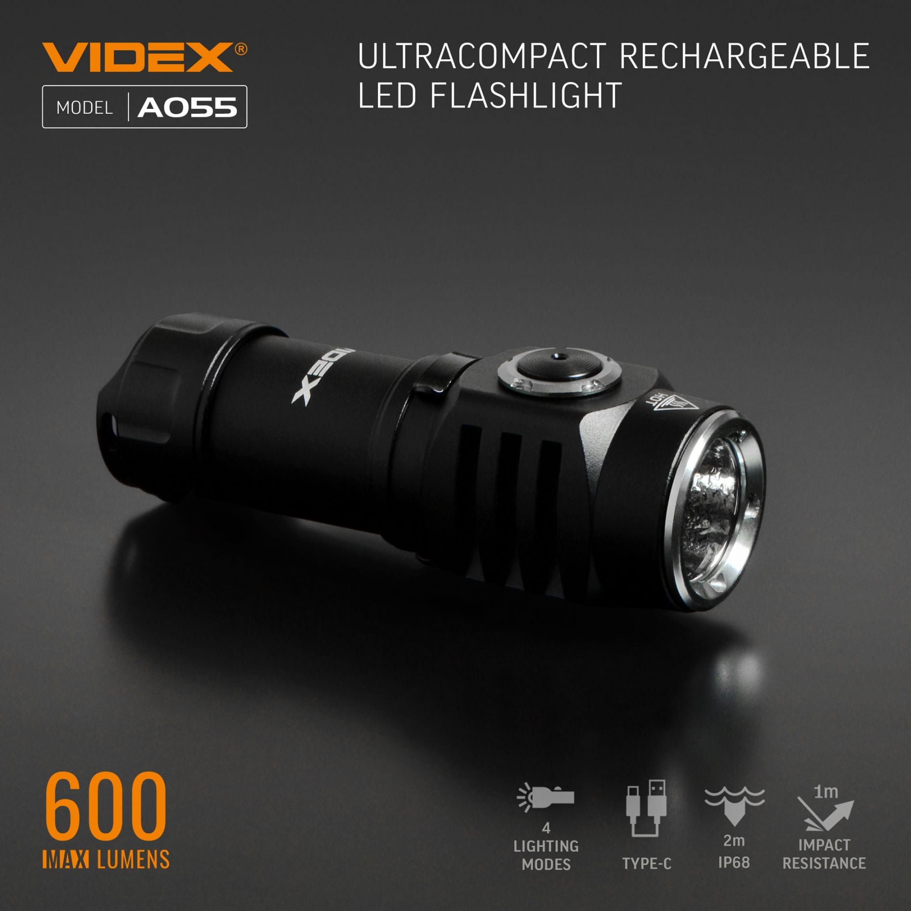 LED Portable Flashlight VIDEX VLF-A055 600 Lm 5700K – official image 11