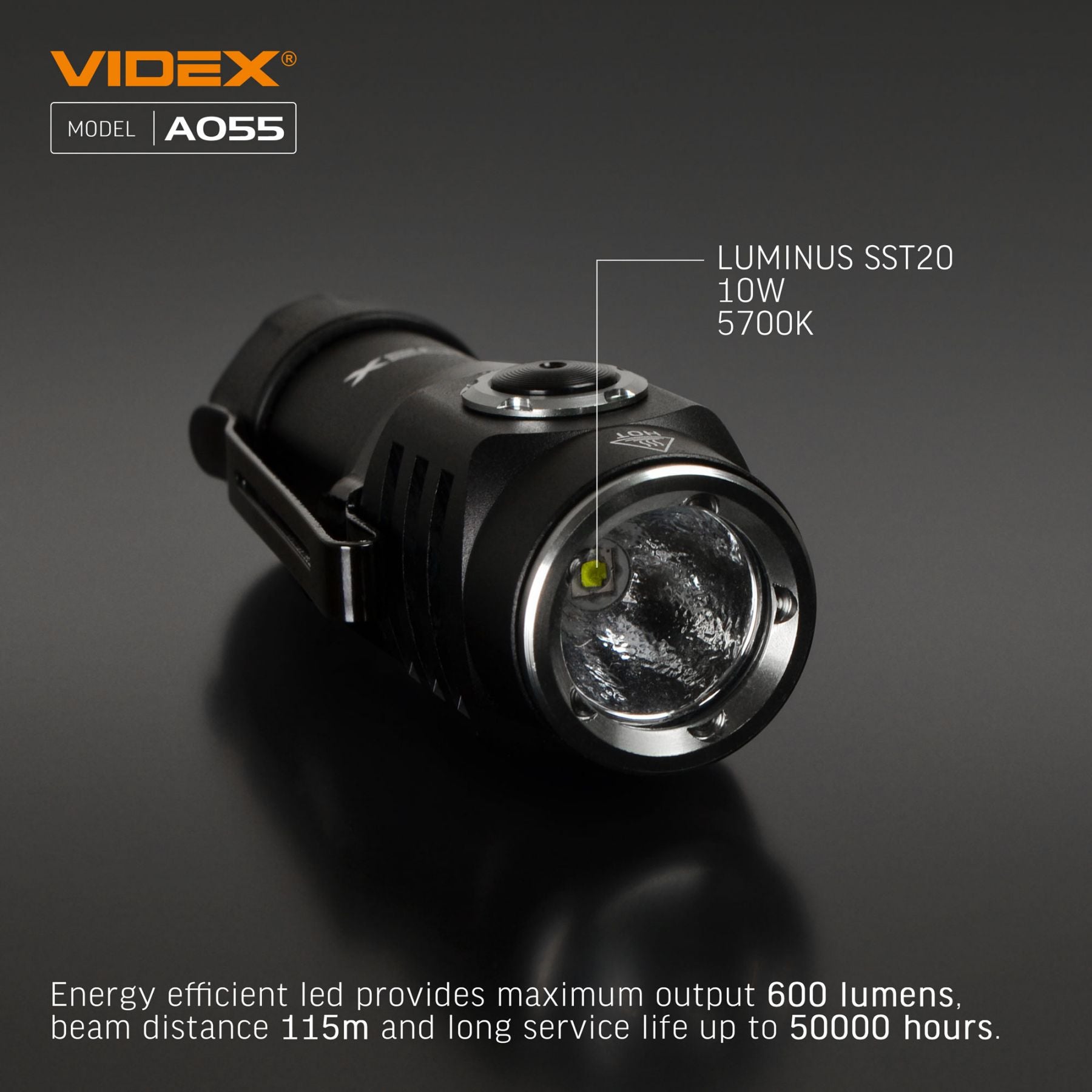 LED Portable Flashlight VIDEX VLF-A055 600 Lm 5700K – official image 12