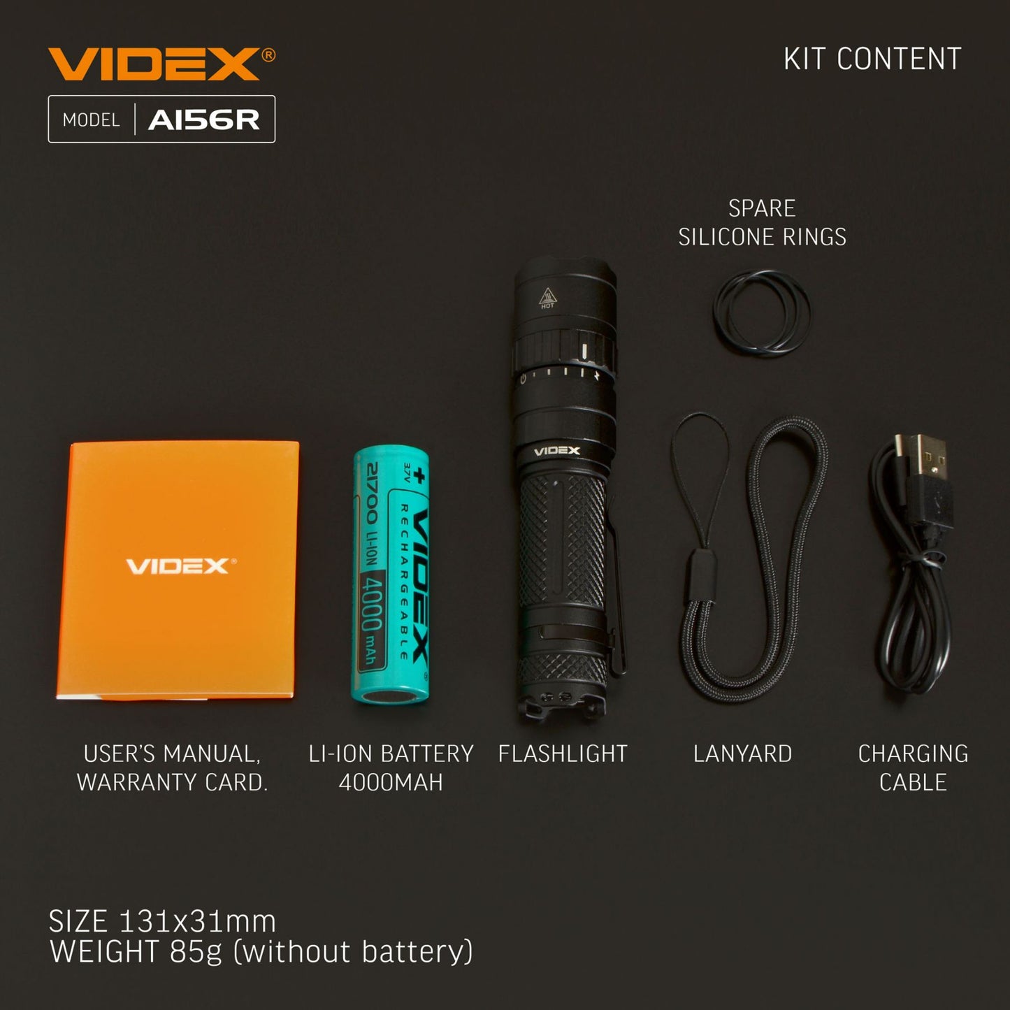 LED Portable Flashlight VIDEX VLF-A156R 1700 Lm 6500K – official image 23