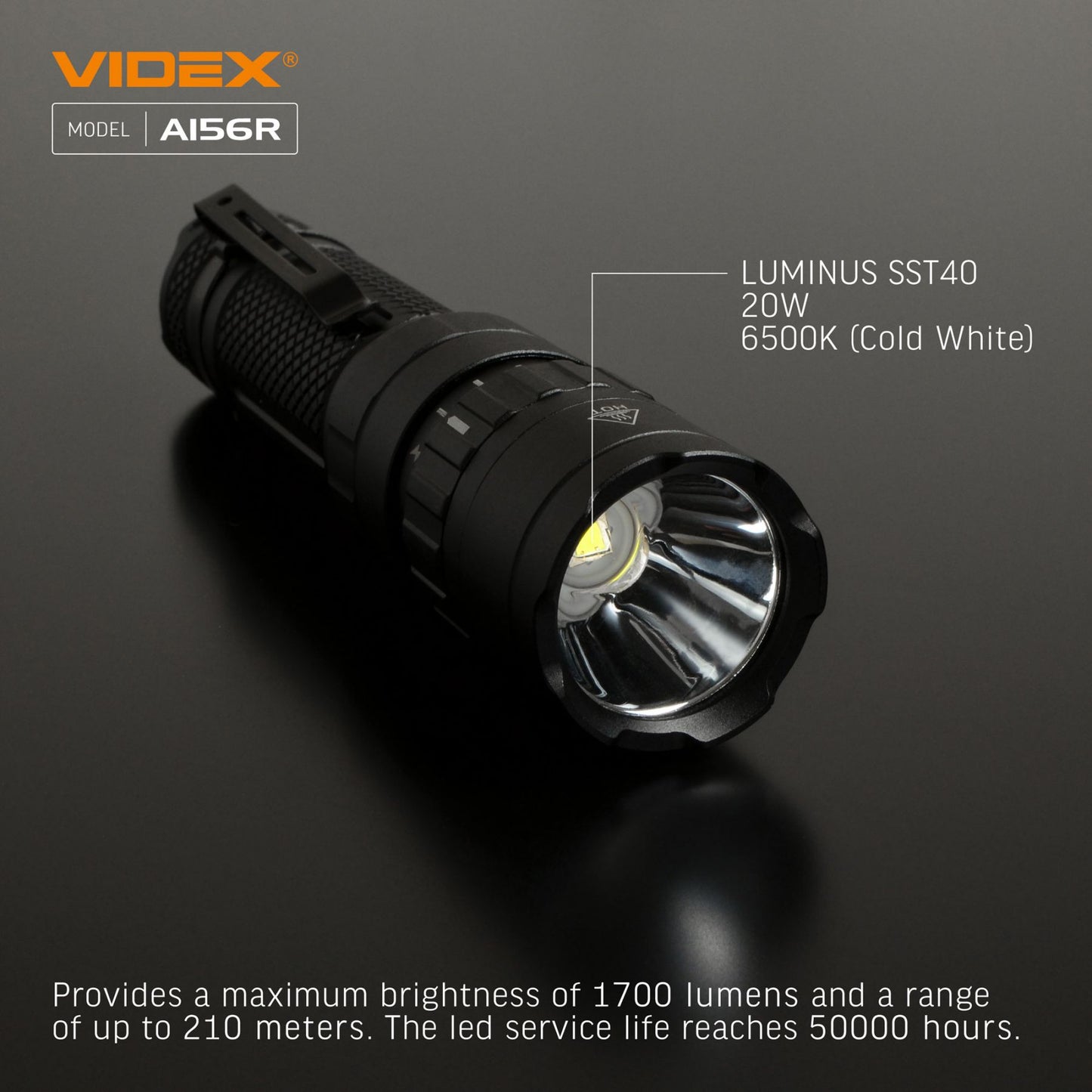 LED Portable Flashlight VIDEX VLF-A156R 1700 Lm 6500K – official image 13