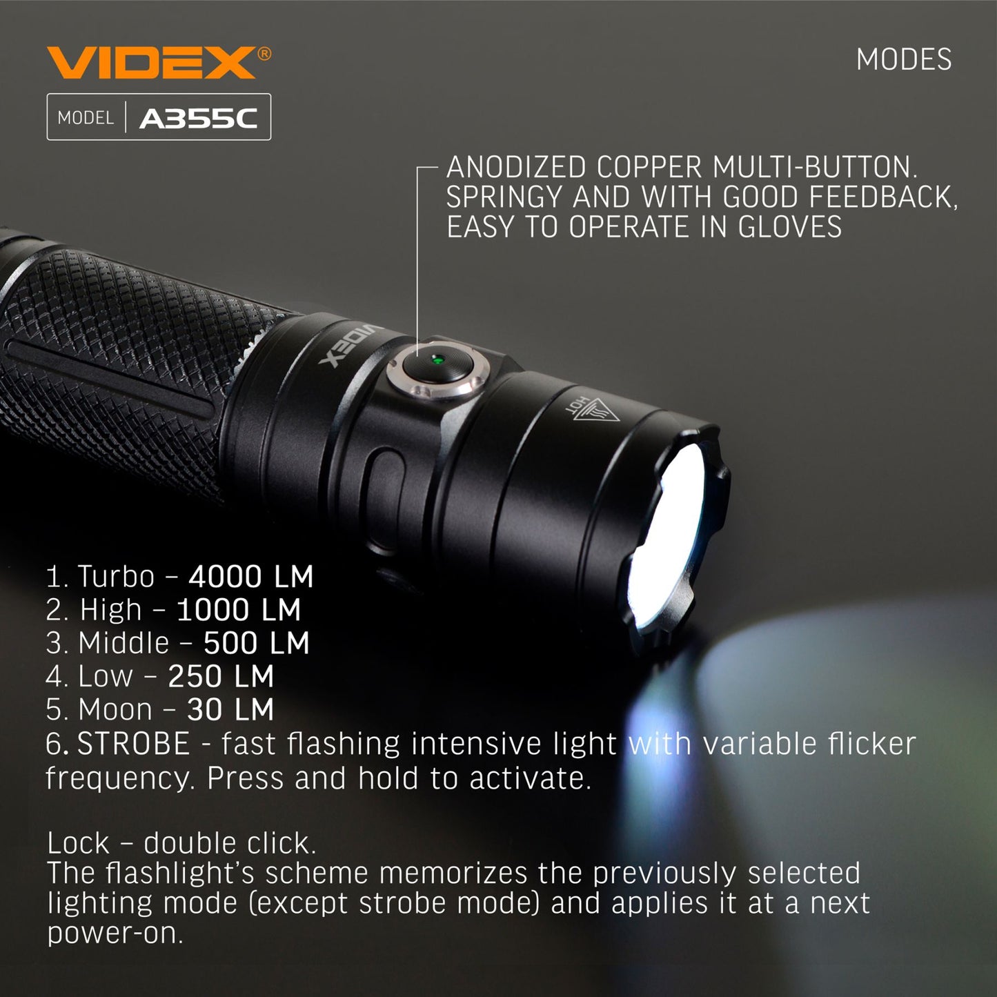 LED Portable Flashlight VIDEX VLF-A355C 4000 Lm 5000K – official image 19