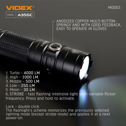 LED Portable Flashlight VIDEX VLF-A355C 4000 Lm 5000K – official image 19