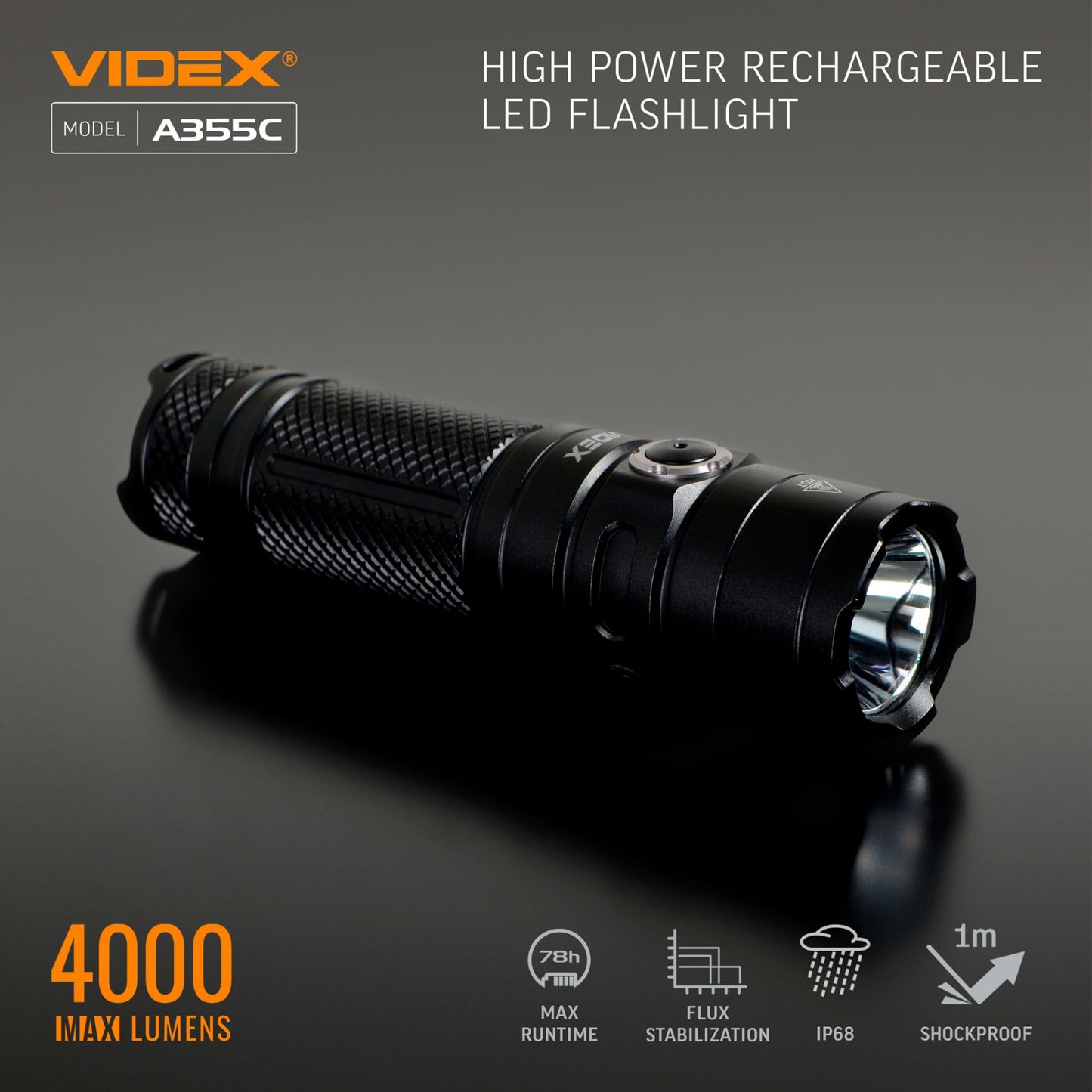 LED Portable Flashlight VIDEX VLF-A355C 4000 Lm 5000K – official image 12
