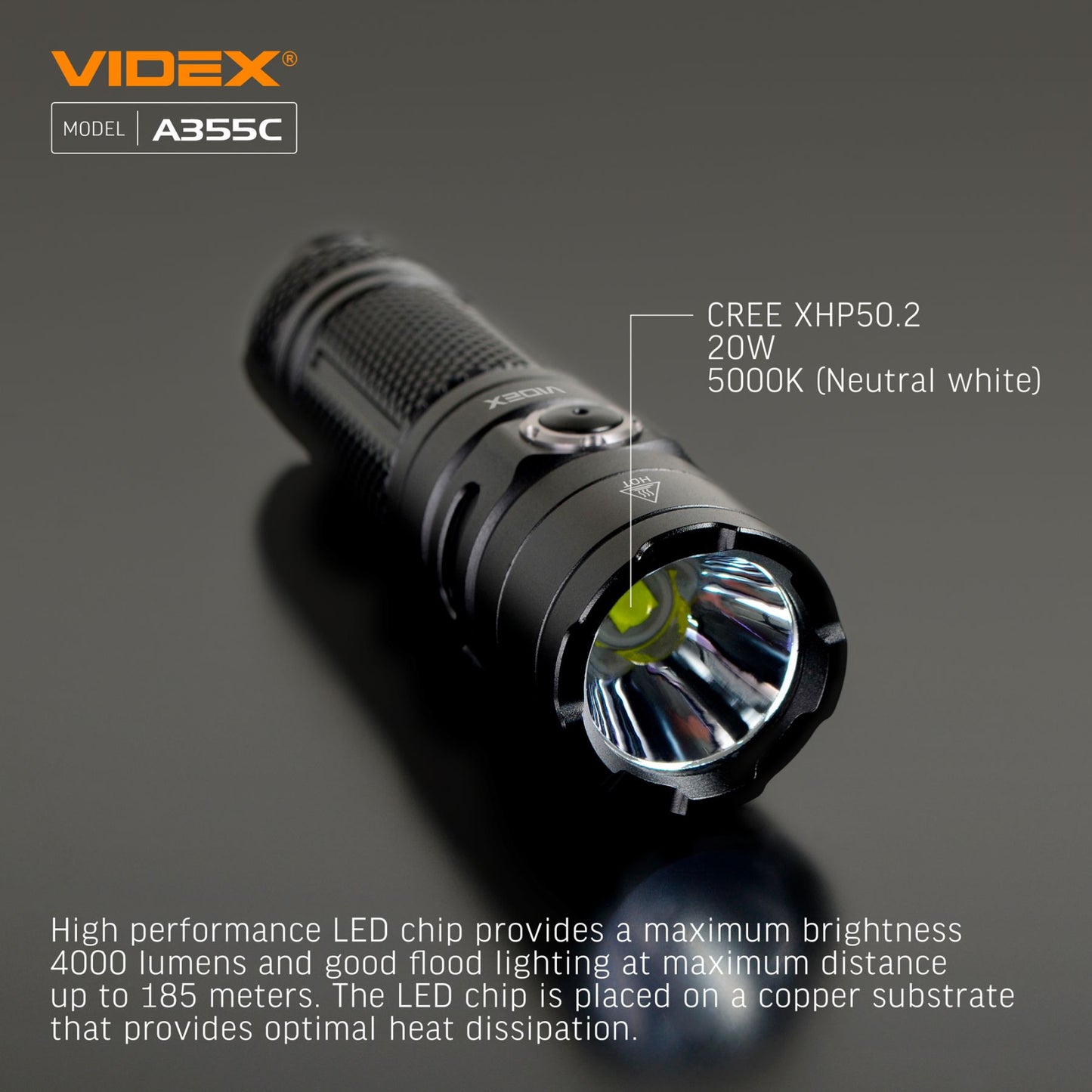 LED Portable Flashlight VIDEX VLF-A355C 4000 Lm 5000K – official image 13