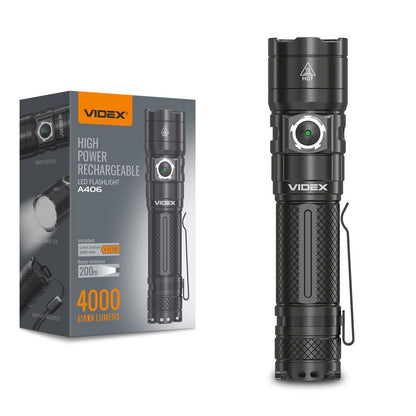 LED Portable Flashlight VIDEX VLF-A406 4000 Lm 6500K – official image 1