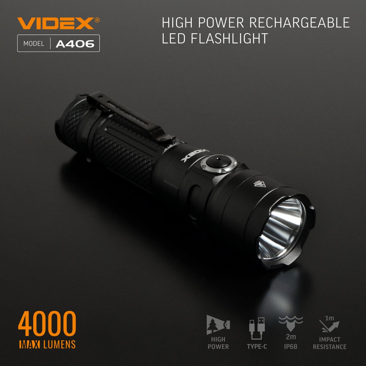 LED Portable Flashlight VIDEX VLF-A406 4000 Lm 6500K – official image 11