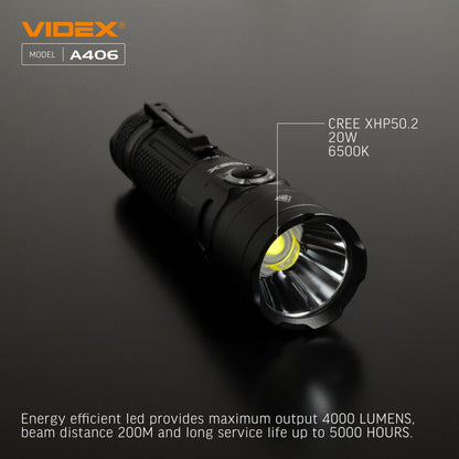LED Portable Flashlight VIDEX VLF-A406 4000 Lm 6500K – official image 12