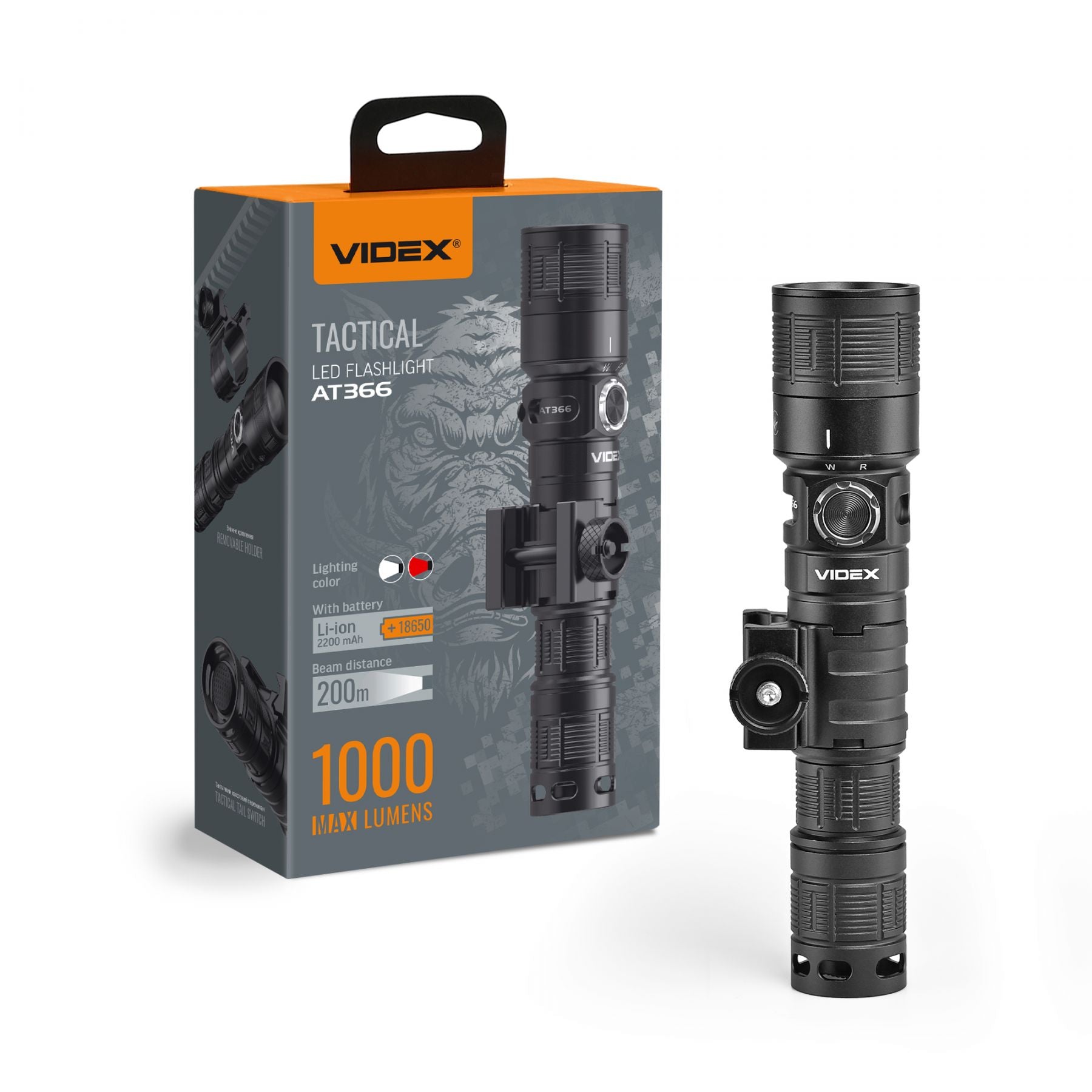 Tactical LED Flashlight VIDEX VLF-AT366 1000 Lm 5000K – official image 1