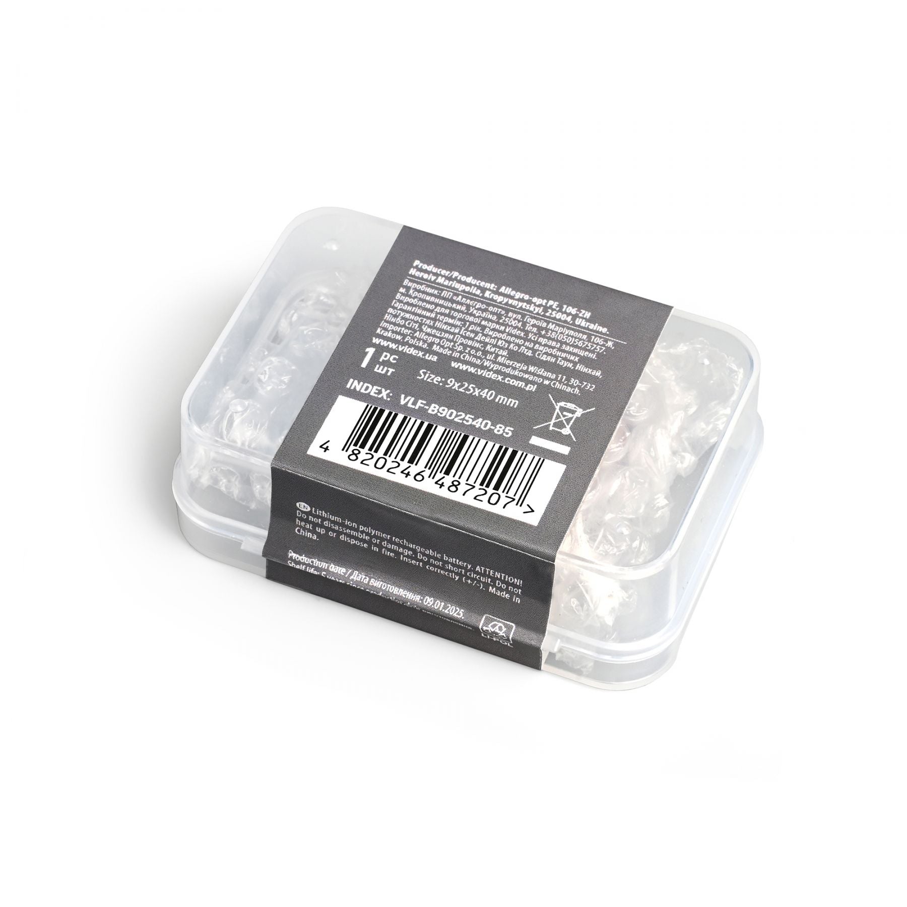 Rechargeable Battery VIDEX Li-pol VLF-B902540-85 850 mAh – official image 3